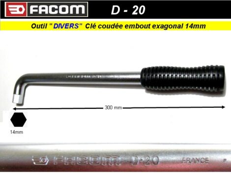 Clé Facom spécifique longue 300 mm pour vidange & autre embout BTR 14 mm