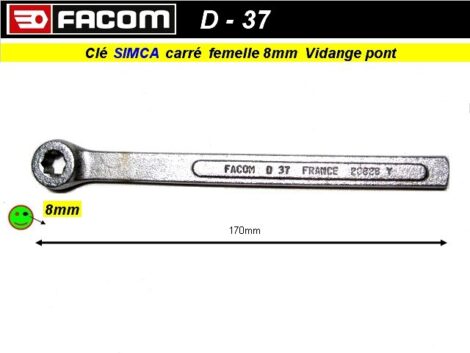 Clé Facom de vidange pont AR - Simca Aronde 1200 1300 - Facom D37 (collection)