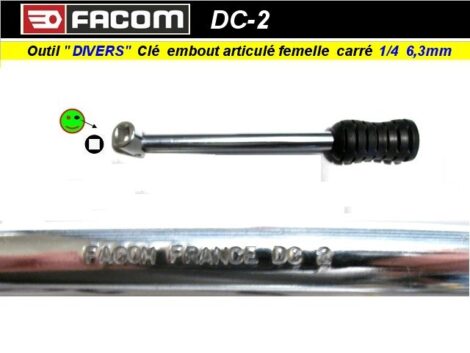 Outil FACOM DC2 Spécifique poignée articulée embout femelle carré 1/4 long 150 mm (atelier)