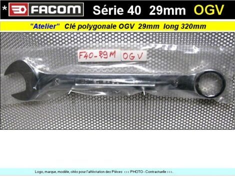 Clé Facom de 29 mixte polygonale & plate - Série 40 OGV - long 320mm (outillage atelier)
