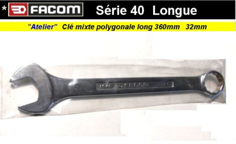 Clé Facom de 32 mixte polygonale & plate série 40 - longue 360mm (outillage atelier)