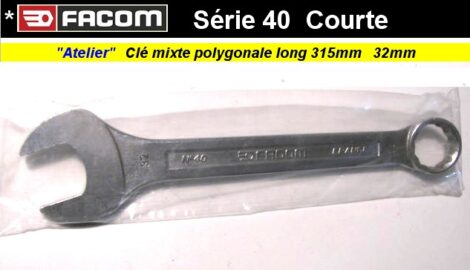 Clé Facom de 32 mixte polygonale & plate - Série 40 courte - long 315 mm (outillage atelier)