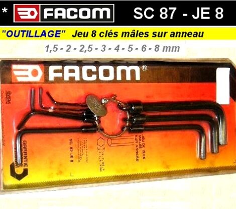 Outils FACOM clés mâles sur anneau 1.5mm à 8mm - Série SC 87 JE8 (outillage atelier)