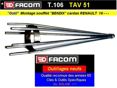 Outil FACOM T106 Spécifique - RENAULT 16 expandeur montage soufflet cardan Bendix (Atelier)