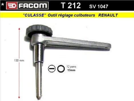 Outil Facom T212 clé de réglage des culbuteurs Renault - 13 mm 12 pans ( outillage atelier)