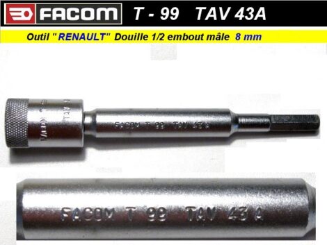 Outil FACOM T99 - Spécifique Renault Estafette - Douille BTR 8 mm (outillage atelier)