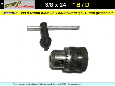 Mandrin de perçeuse à clé 1.5 mm à 10 mm - SUPER CRAFT Jacobs England (petite clé) – Image 2