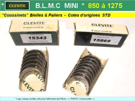 Coussinets de Bielles & de Lignes BLMC Austin mini 850 et 1275 - cotes STD (Clévite)