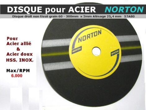 Disques a tronçonner l'acier - NORTON 300 x 2,00 x 2,54 mm  (les 5 pièces)