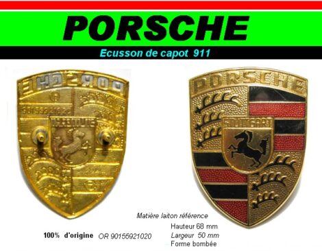 Ecusson PORSCHE 911 Capot avant origine - 90155921020 VINTAGE