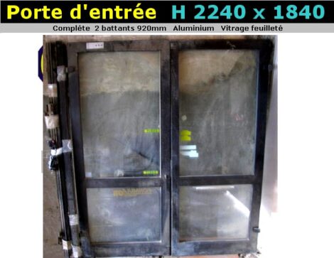 Acompte 50€ - Porte entrée aluminium haut 2240mm x 2 battants 920mm (Vente sur place)