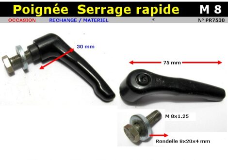 Poignée à levier serrage rapide 75x30 mm vis M8.125
