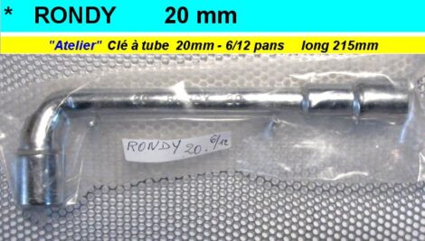Clé Rondy de 20mm à tube 6-12 pans débouchée (outillage atelier)