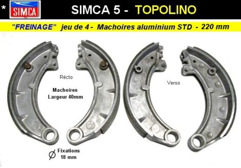 Machoires de frein 220mm origine sans consigne - Simca Fiat Topolino (Collection)