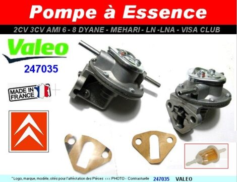 Pompe à essence Valeo 245035 Citroen 2cv 3cv Ami 6 & 8 Dyane Mehari LN LNA Visa