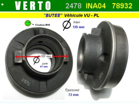 Butee embrayage Vehicule Utilitaire &  Poids Lourd Verto Ufaga 2478