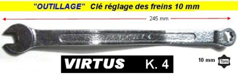 Clé coudée réglage des freins tambour & vidange carré de 10 mm - VIRTUS (outillages atelier)