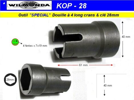 Outil spécifique douille réglage à créneaux & 28 mm - Wilmonda KOP 28 (outillage collection)