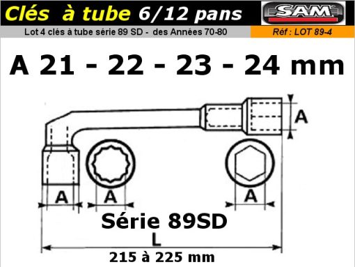 Lot Clés Sam tube débouchées 4 étoiles - Série 89SD de 21 22 23 24mm (outillage atelier)